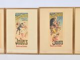 three framed comics are displayed on a shelf in a room