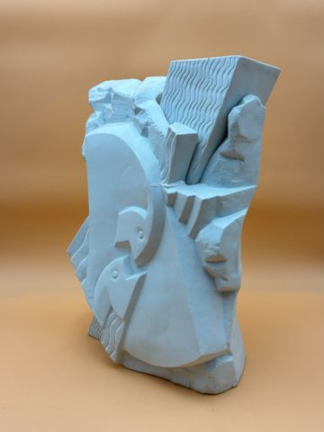 Bernard LACHANIETTE (XXe), Sculpture veilleuse en biscuit. Signée