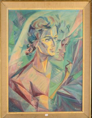 tableau représentant une femme tenant un oiseau dans la main et un autre oiseau dans la main