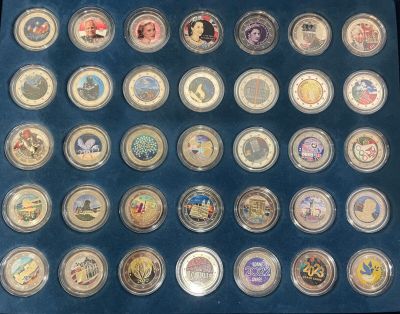 an image of a display case with a lot of coins