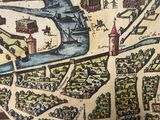 a drawing of a map of a town on a table