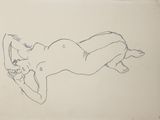 une image représentant le dessin d'une femme nue allongée sur le ventre