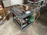 a workbench with tools on it in a garage
