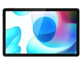 une tablette posée sur une surface blanche