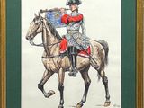 tableau représentant un homme à cheval, une carte à la main