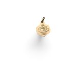 a gold charm with the letter c on it