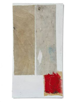 an image of a piece of paper with a red square on it
