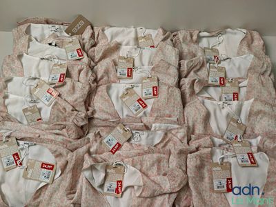 a lot of baby clothes that are on a table