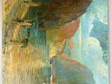 une image représentant un tableau où l'on voit une femme dans un bateau sur un lac