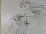 drawing of a woman ' s face on a piece of paper with writing on it