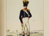 a picture of a soldier in uniform standing in front of a field