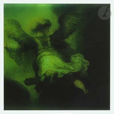 an image of a painting of an angel on a tree branch