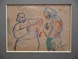 un tableau représentant deux hommes debout l'un à côté de l'autre