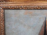 a picture of a painting of a sailboat in a gold frame