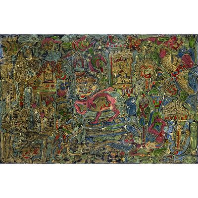 une image représentant un tableau orné de nombreuses couleurs et motifs différents