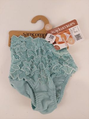 the panties are blue and have lacy lace on them