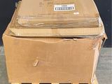 a cardboard box sitting on top of a pallet