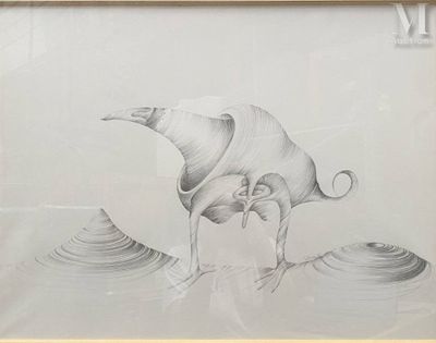 dessin représentant un éléphant et un oiseau sur fond blanc