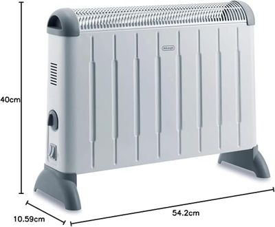 an image of a white electric heater sitting on top of a white table