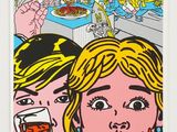 un tableau représentant deux femmes en train de boire du vin devant une foule de gens