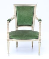 Fauteuil à dossier cabriolet en bois laqué blanc, consoles d… (photo 3)