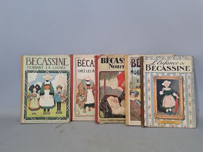five children ' s books are lined up in a row on a table