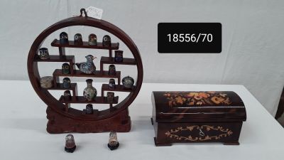 a small wooden box with a mirror on it and a small wooden box with a mirror on it