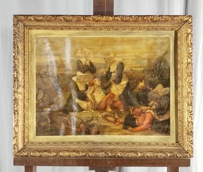 peinture d'un groupe de personnes dans un champ