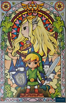 La légende de Zelda et la princesse Zelda en vitrail