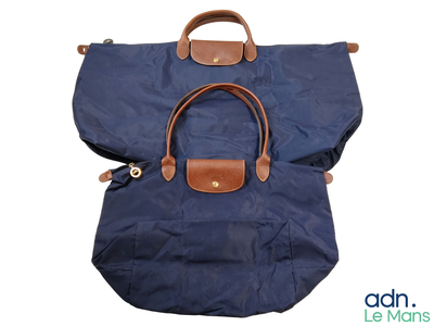 LONGCHAMP - Lot de 2 sacs "Le Pliage" en tissu bleu marine e…