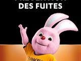 an image of a rabbit in a t - shirt with the words ' prevention des futes '
