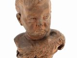 bust of a young boy with his hands on his chest