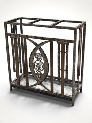 an image of a metal cage with a decorative design on it