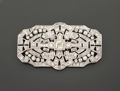 Broche plaque, en platine 850 millièmes et or gris 18K 750 m…