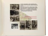 an open book with black and white photos of people and a map