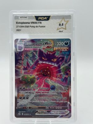 a close up of a pokemon card in a plastic case