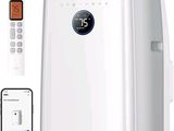 an image of a white air conditioner with a remote control