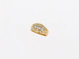 a close up of a gold ring with diamonds on a white background