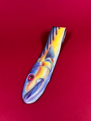 an image of a fish on a red surface with a red background