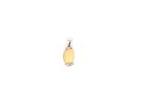 a close up of a small yellow pendant on a white background