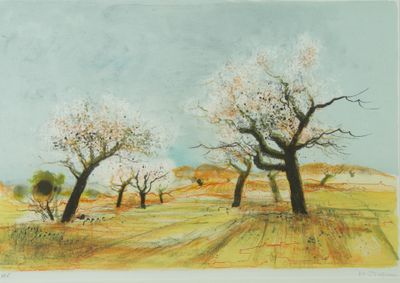 Michel JOUENNE (1933 - 2021). Les amandiers en fleurs.