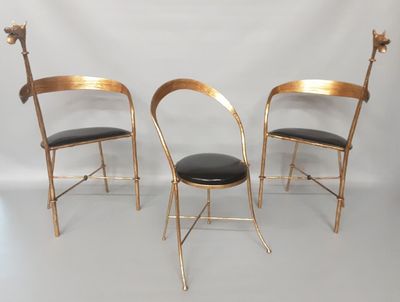 BANCI Giovanni pour HERMES : paire de fauteuils en bronze do…