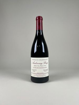 une bouteille de vin rouge posée sur une table
