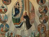 an image of a painting of a woman surrounded by a circle of pictures