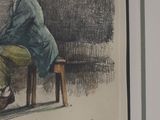 a drawing of a man sitting on a chair