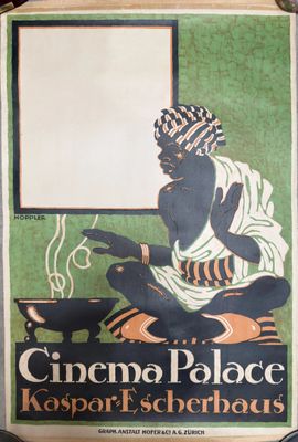 an old poster of a woman cooking food in front of a window