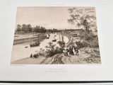 a black and white picture of a river with boats