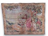 une image représentant une tapisserie sur laquelle figurent un homme et une femme à cheval