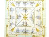 an image of a square scarf with ships and chains on it