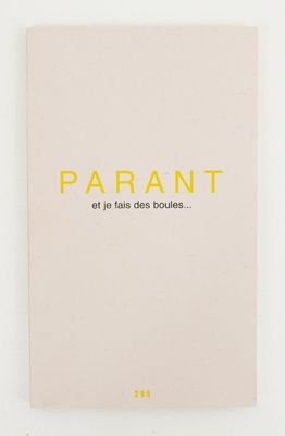 a white book with yellow lettering on it that says parant